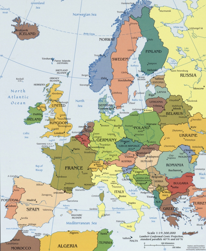 map of europe 2018