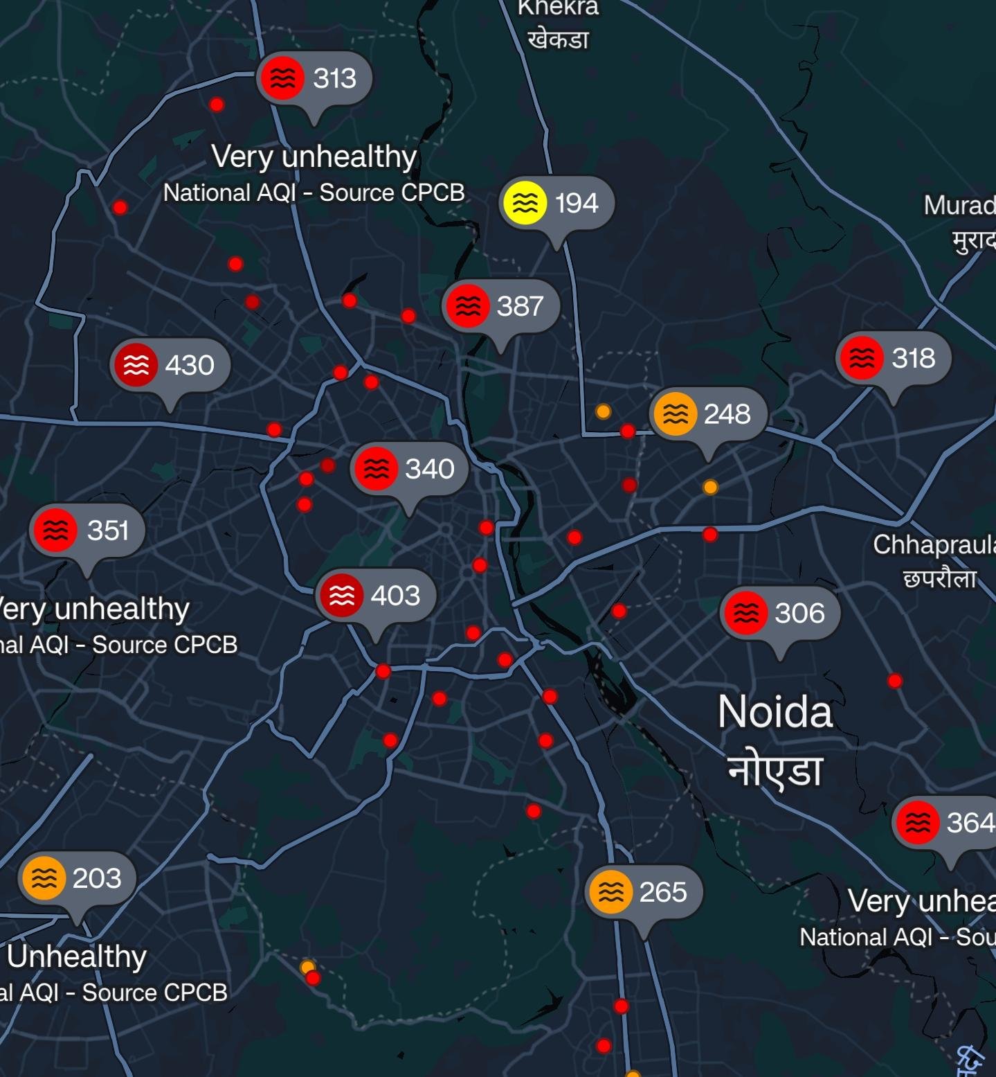 Delhi AQI Map